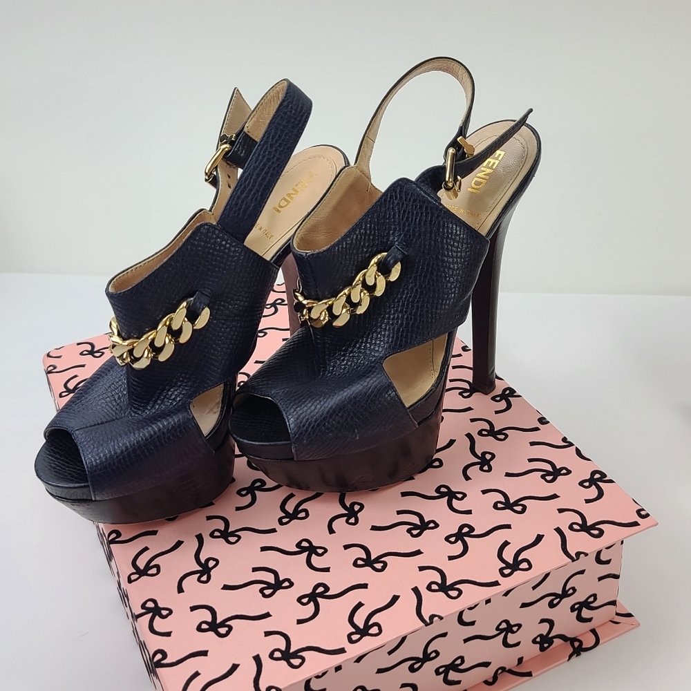 Fendi Platform Heels Very Dark Blue size 7 - Picture 8 of 8